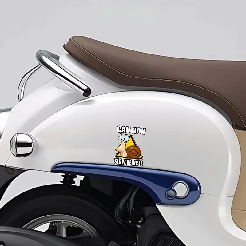 Picture 3: Slow-moving vehicle warning sign decal, cartoon snail triangle creative design, rear window sticker