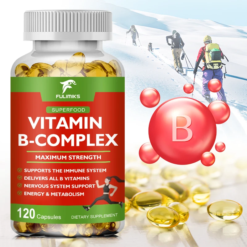 Suplementos vitamínicos del complejo B, ácido fólico y biotina, B12, B1, B2, B3, B5, B6, B9