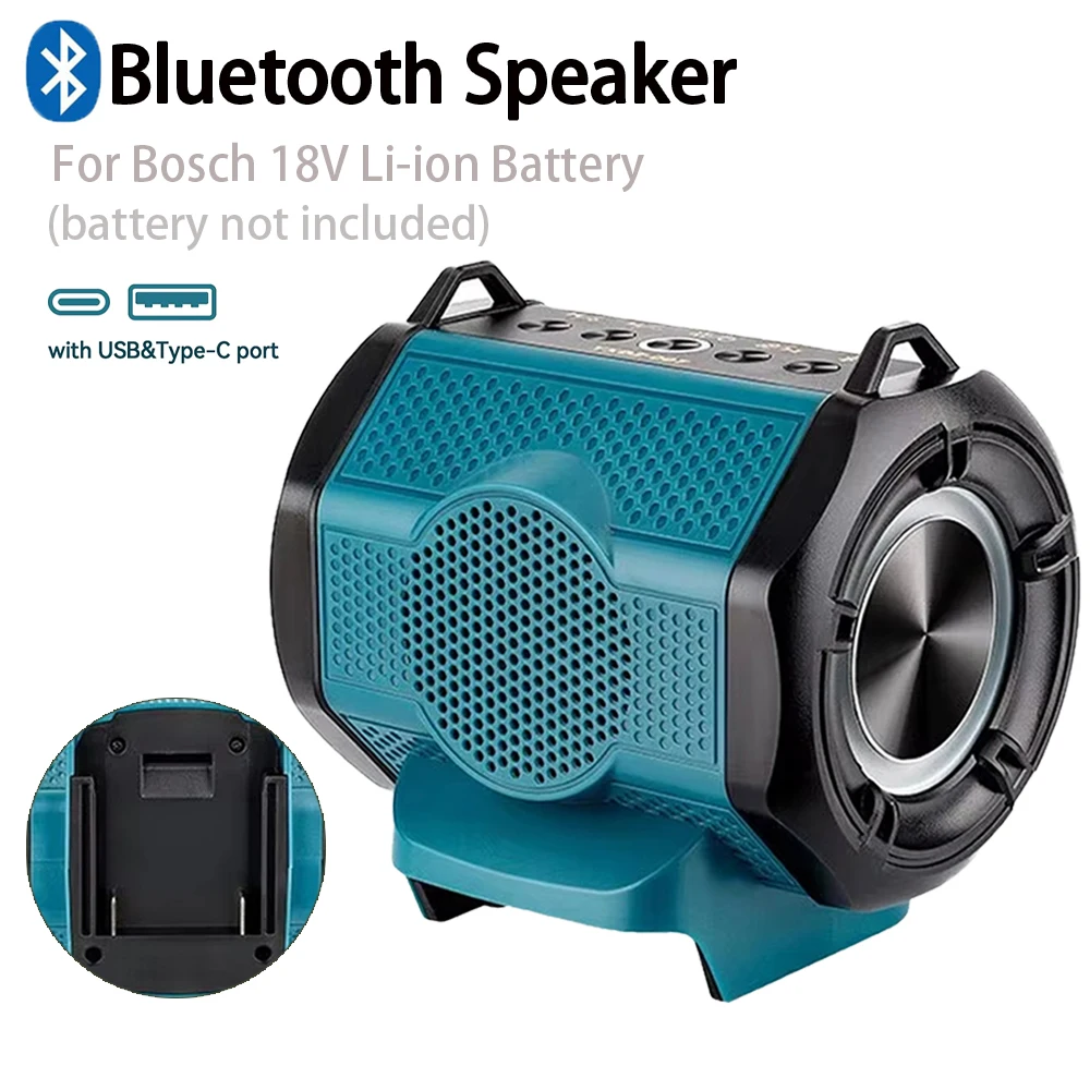 

Bluetooth Speaker Fit for Bosch 18V Battery Packs for Jobsite, Camping & Workshop With USB Type-C Port