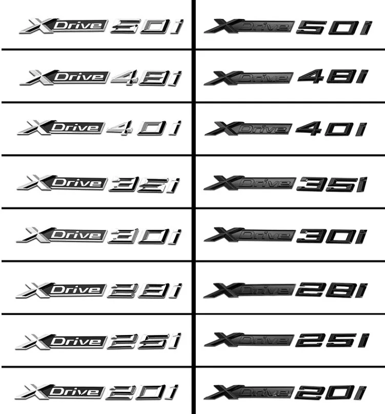 3D Xdrive 20d 30d 35d 40d 50d 20i 25i 30i emblema de guardabarros de coche pegatina de insignia de maletero para BMW X1 X3 X4 X5 3D Xdrive 20d 30d 35d 40d 50d 20i 25i 30i emblema de guardabarros de coche pegatina de insignia de maletero para BMW X1 X3 X4 X5