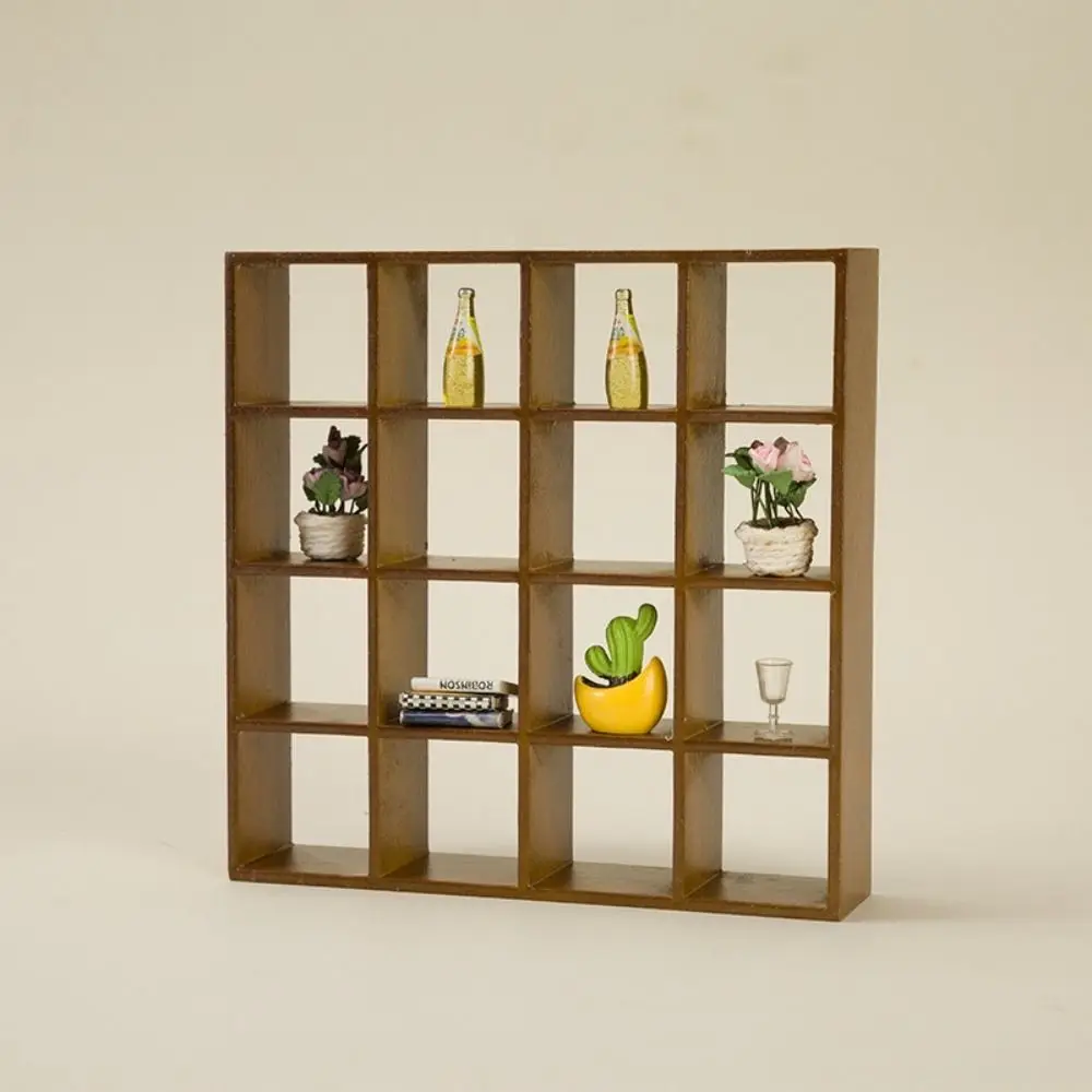 

Trendy Wooden 1:12 Dollhouse Showcase 16 Lattices Exquisite Living Room Mini Furniture Miniature High Quality Display Cabinet