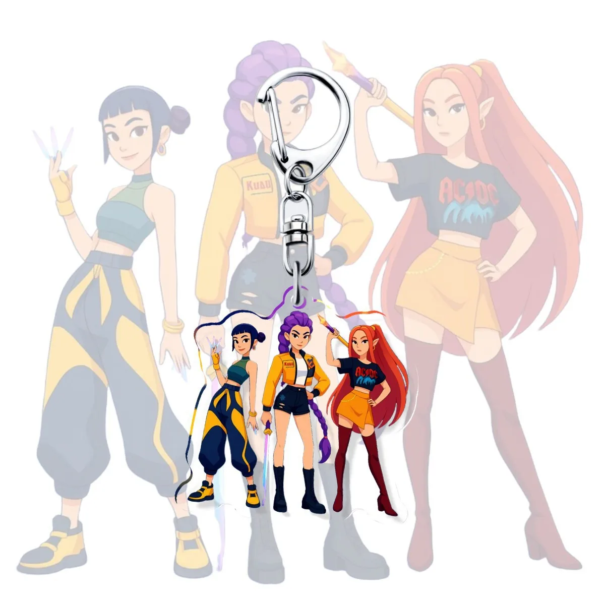 أنيمي KPop شيطان الصيادين الكرتون سلسلة مفاتيح مصنوعة من الأكريليك كيرينغ الساخن شخصية الشكل الإبداعية على ظهره مجوهرات سحر المشجعين الهدايا اللعب #6