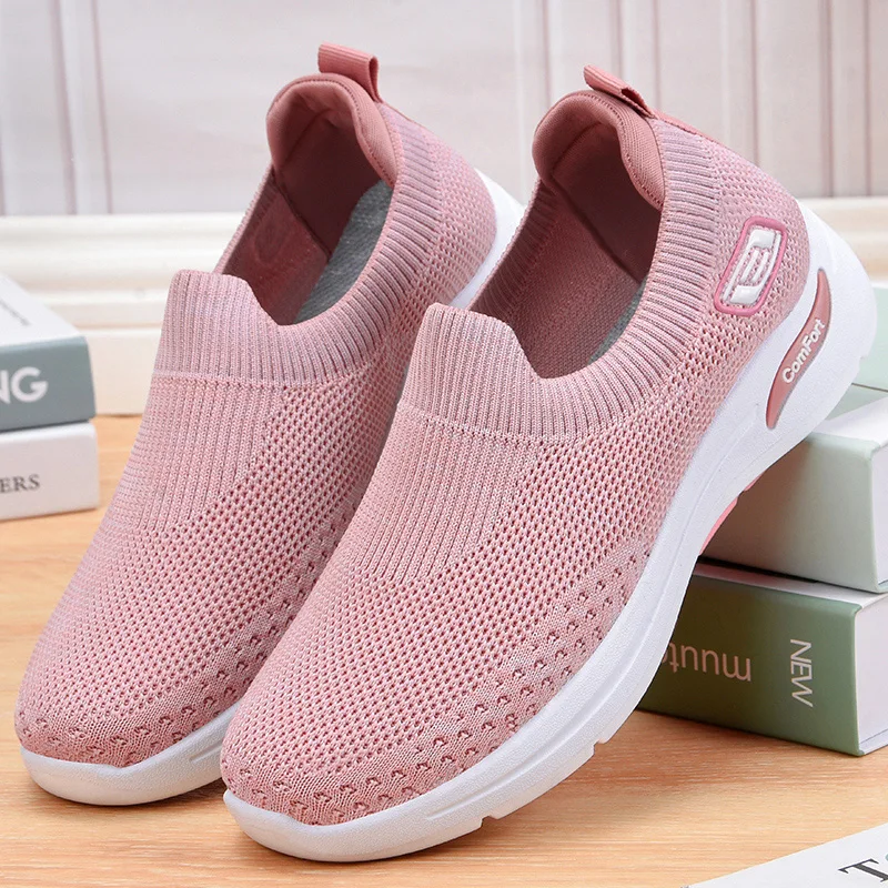 Women Running Shoes Lightweight Sports Shoes Comfortable Breathable Mesh Slip-On Walking Sneakers Tenis Feminino Zapatos Mujer