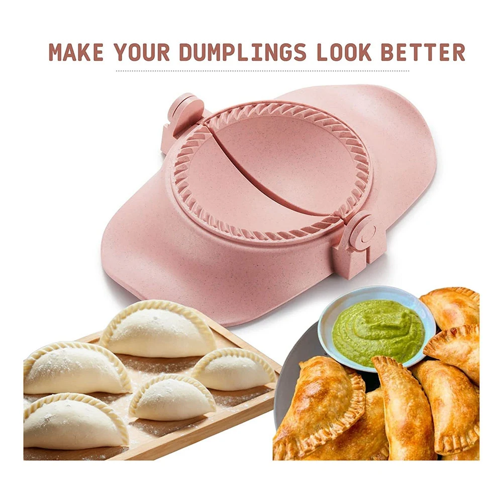 Dumpling Maker,Empanadas Press Mold Maker Set with Dough Cutter, Dumpling Mold Set and Cutter for Pierogi,(Pink)