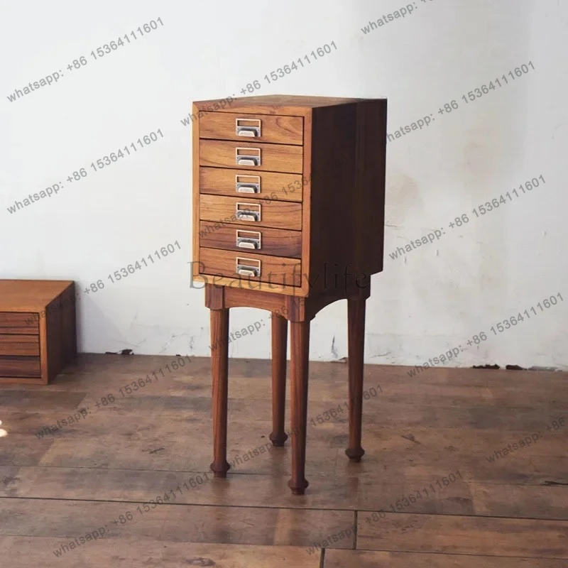 طاولة بجانب السرير مربعة ضيقة مكونة من 3 ألوان من خشب الساج المانمار وطاولة بجانب السرير من الخشب الصلب لمنزل القرون الوسطى والرياح الصامتة الاسكندنافية #5