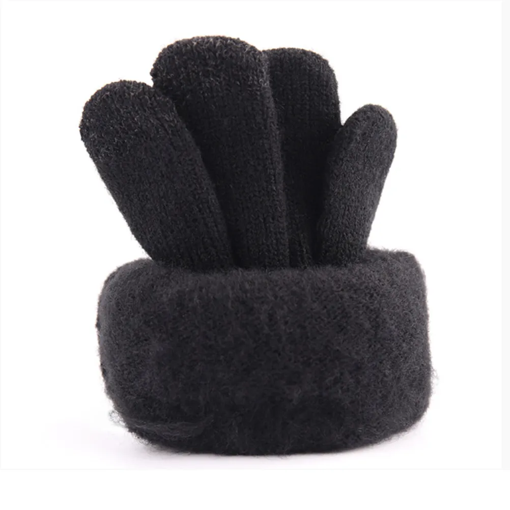 Men Thickened Knitted Screen Touch Gloves Black Warm Anti-Slip Outdoor Windproof Gloves for Cold Weather Workouts