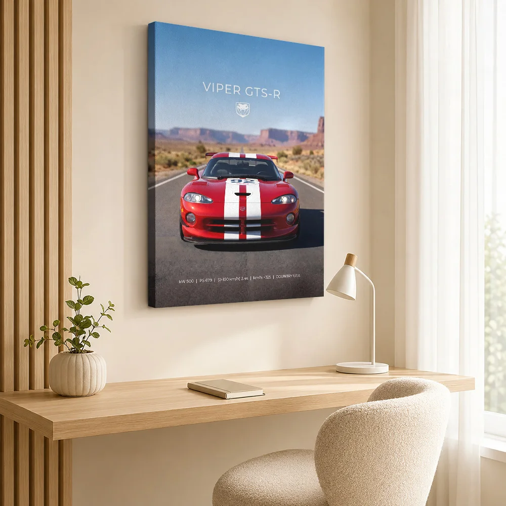 American Viper GTS-R Car Canvas Poster Personalized Photo Realistic Illustration Wall Art For Collector Room Housewarming Gift