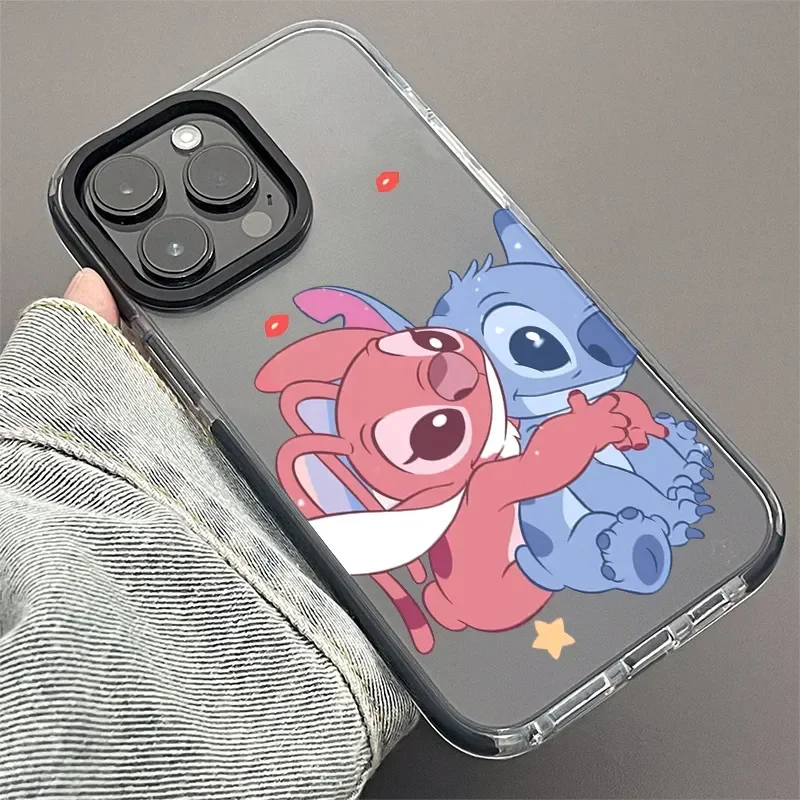 Stitch Angel Hug Lovely Cute Phone Case For iPhone 15 14 13 12 11 Pro Max 7 8 Plus XR XS Max MINI Anti Fall Kawaii Cover Cartoon