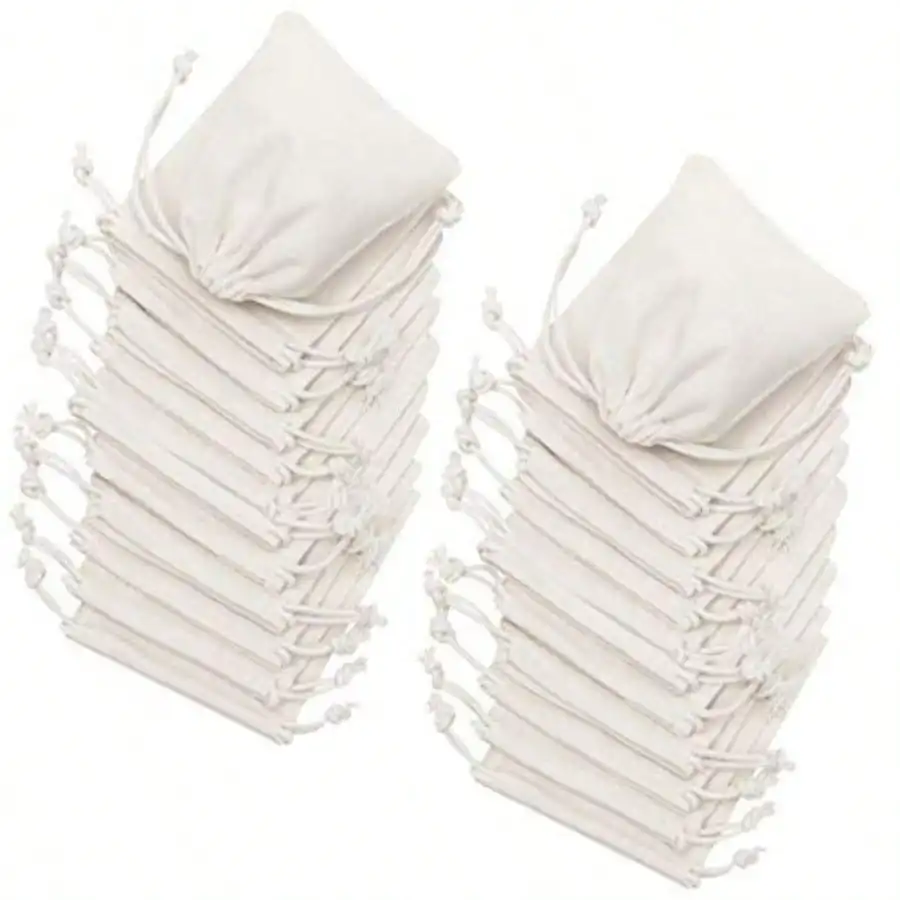 

3x4" Drawstring Bags For Storage Pantry Gifts Unbleached 3 X 424 Pack Beige