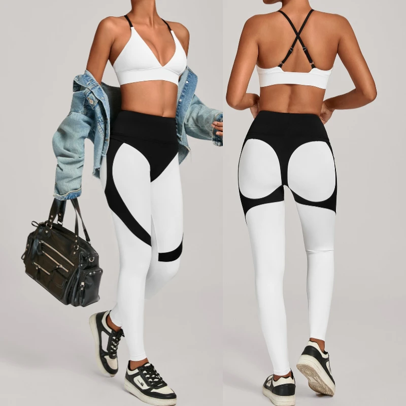 Women Sports Tracksuit 2 Piece Yoga Sets Sports Bra High Waist Leggings Push Up Gym Outfits Sportswear