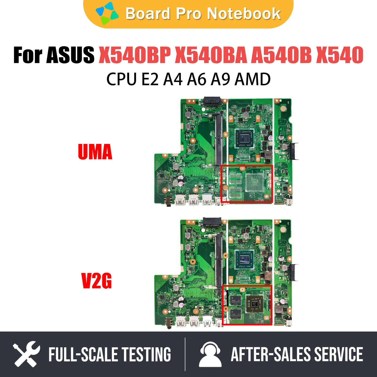 

X540BP Mainboard For ASUS X540 A540 X540BA X540B Laptop Motherboard with AMD E2-9000 A6-9225 A9-9425 CPU Fully Working Well