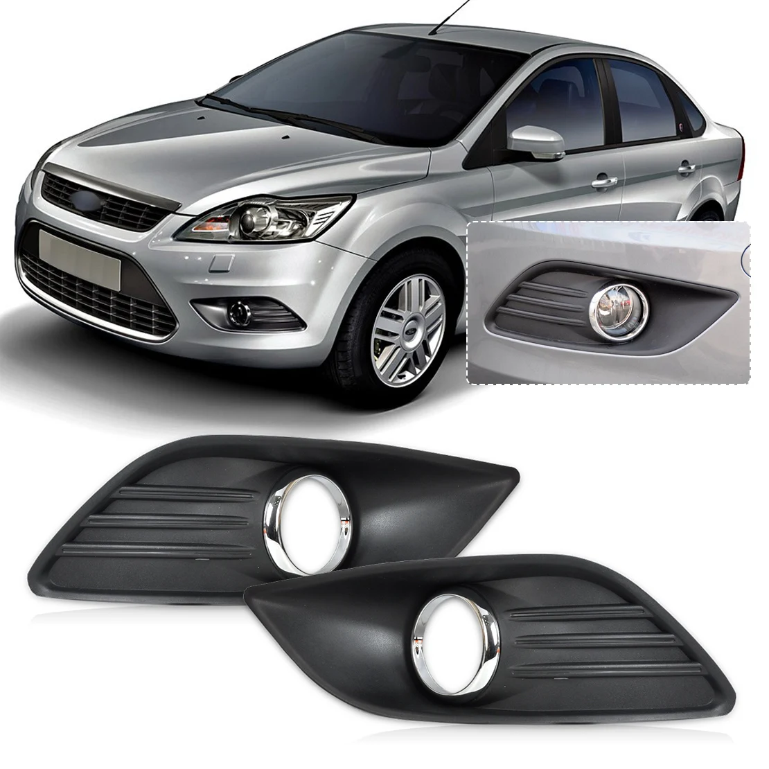 

Right & Left Side Bumper Fog Light Lamp Cover Grille Grill for Ford Focus Sedan 2009 2010 1011