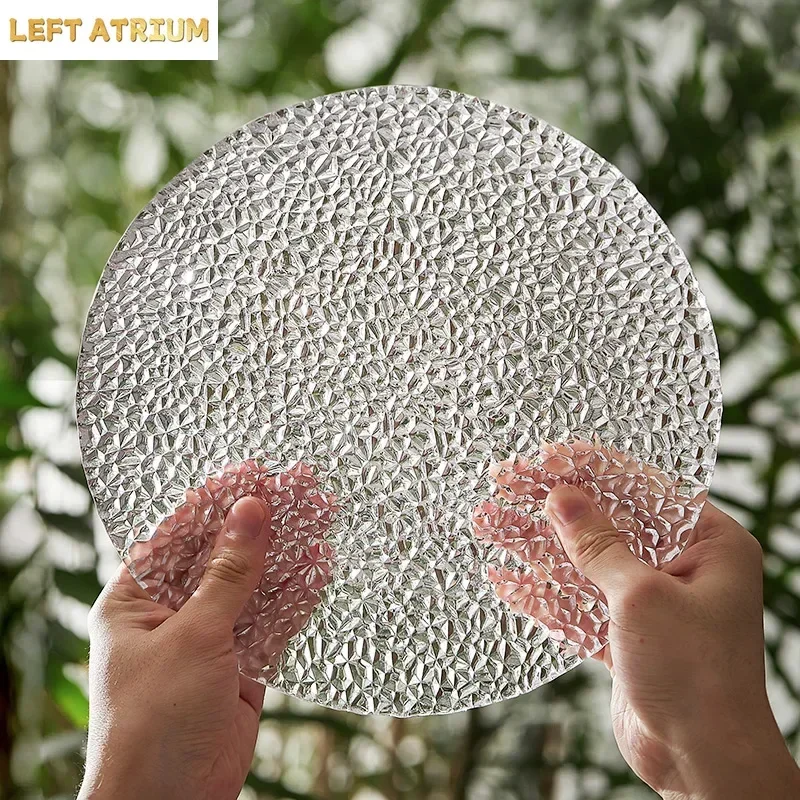 Ivylinna Lee Glass Plate Dessert Plate Upscale Restaurant Fruit Sushi Plate Living Room Family Kitchen Snack Tableware.