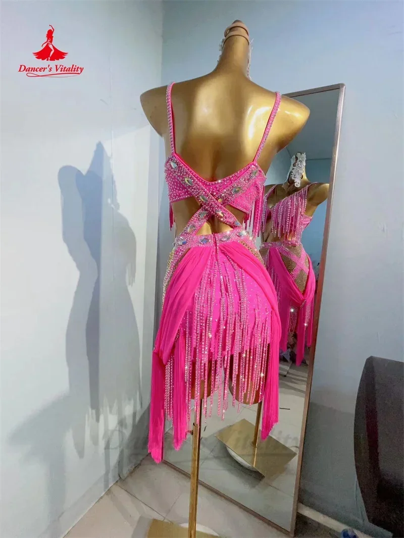 Vestido de actuación de baile latino para mujer, ropa de competición de Rumba, Chacha, Tango, falda para adultos y niños, vestidos Latinos