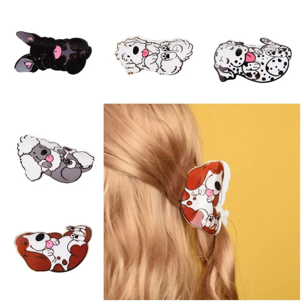 Sweet Pet Dog Cute Puppy Hair Grab Animal Dalmatian Poodle Cartoon Hair Claw Geometry Headwear Acrylic Shark Clip Streetwear