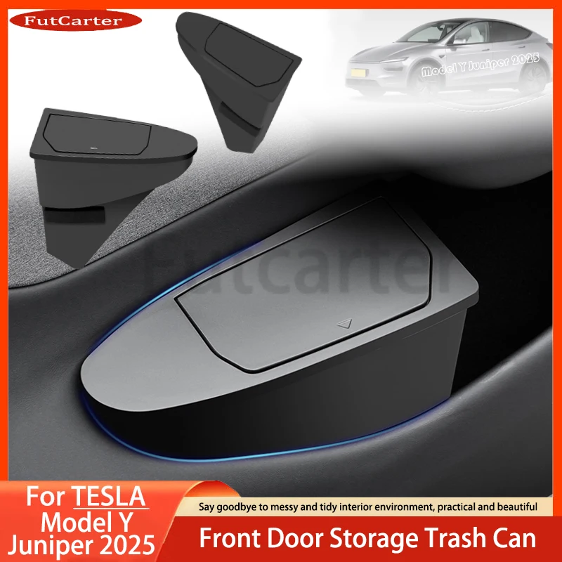 

For Tesla Model Y Juniper 2025 Car Door Trash Can Eco-Friendly ABS Car Door Storage Box Waterproof Garbage Can Car Accessories