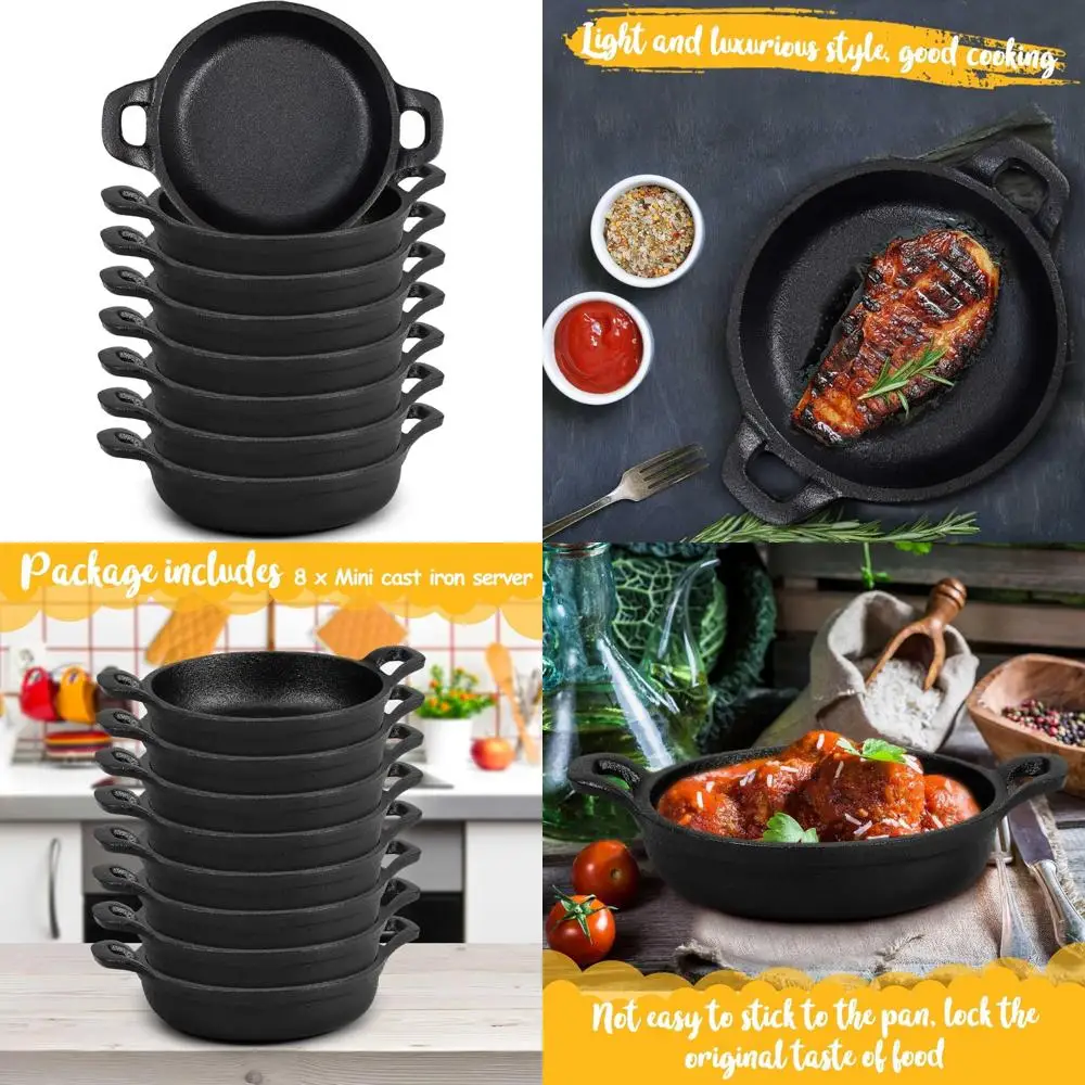 

Мини-чугунные навыки - 5-дюймовый квадратный набор раманоэтов, маленькие черные запеканки, безопасная посуда для духовки для выпечки мини-отделки