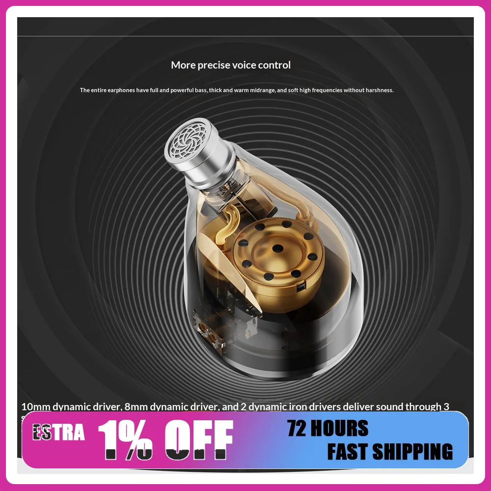 KEFINE Quatio 2DD 2BA Hybrid In-Ear Earphones Detachable 0.78mm 2Pin Cable HiFi IEM For Gifts