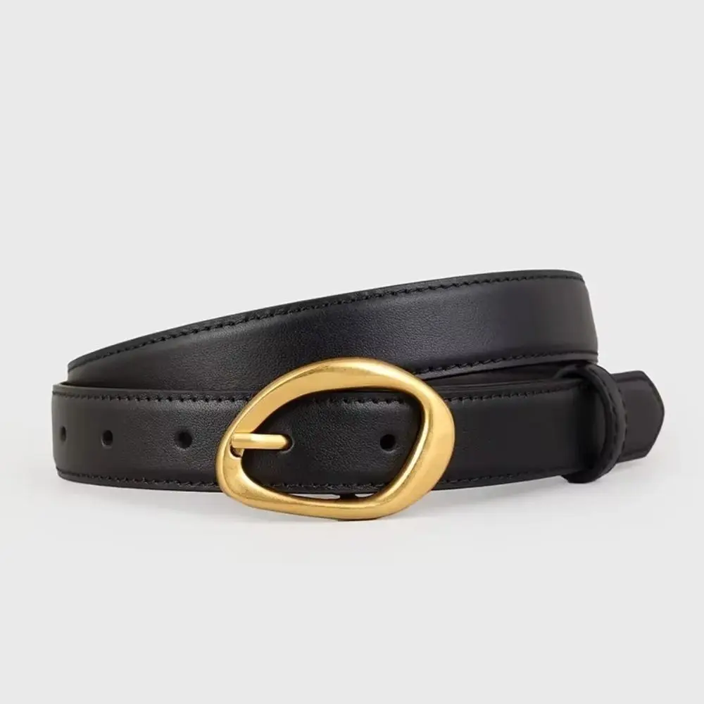 Irregular Metal Buckle Leather Waist Belt Luxury Design Casual Versatile Waist Strap Women Trendy Pin Buckle Waistbands