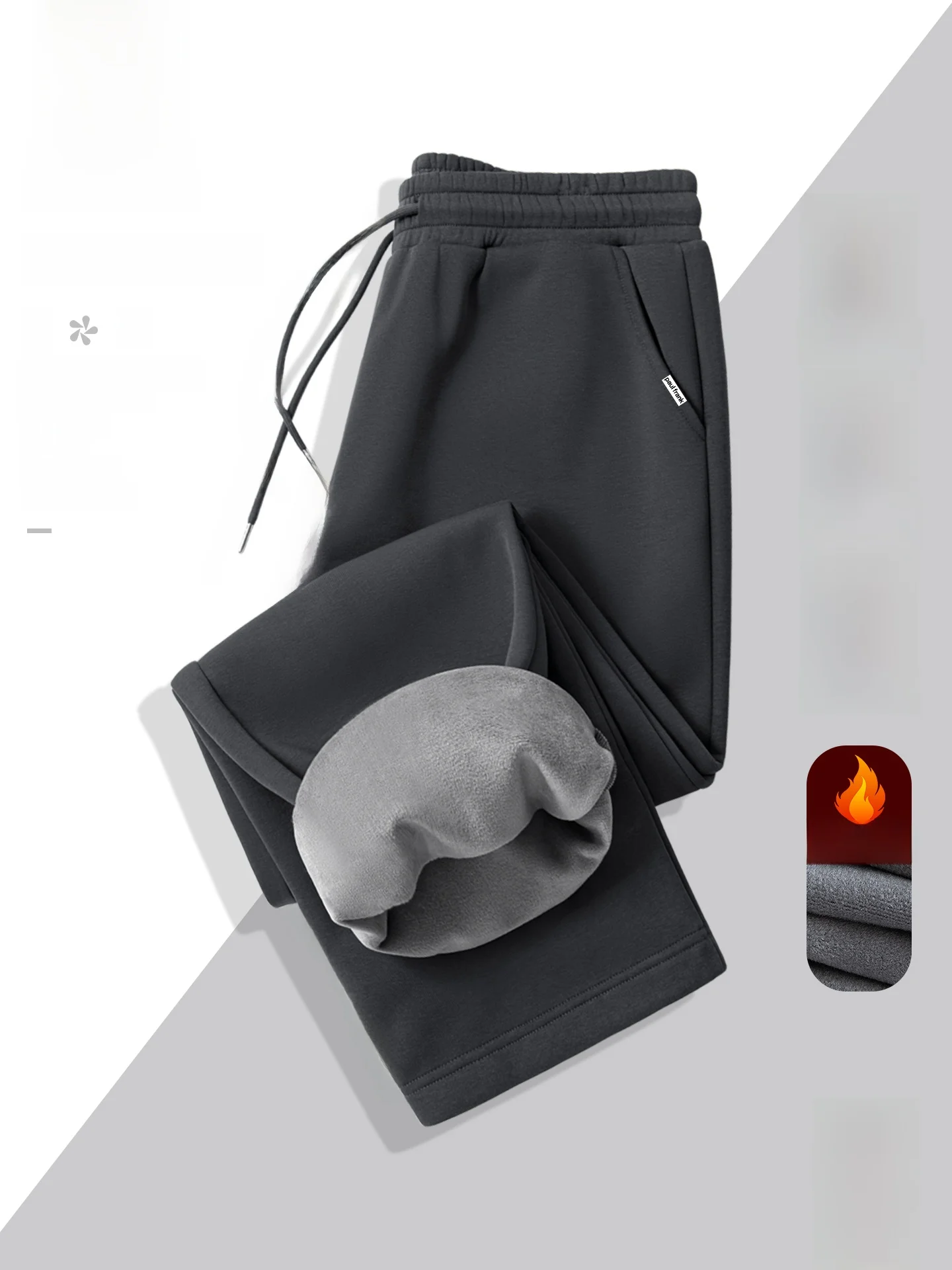 

Мужские повседневные брюки на флисовой подкладке, утепленные, прямого кроя, спортивные зимние брюки из комфортной смеси полиэстера и хлопка