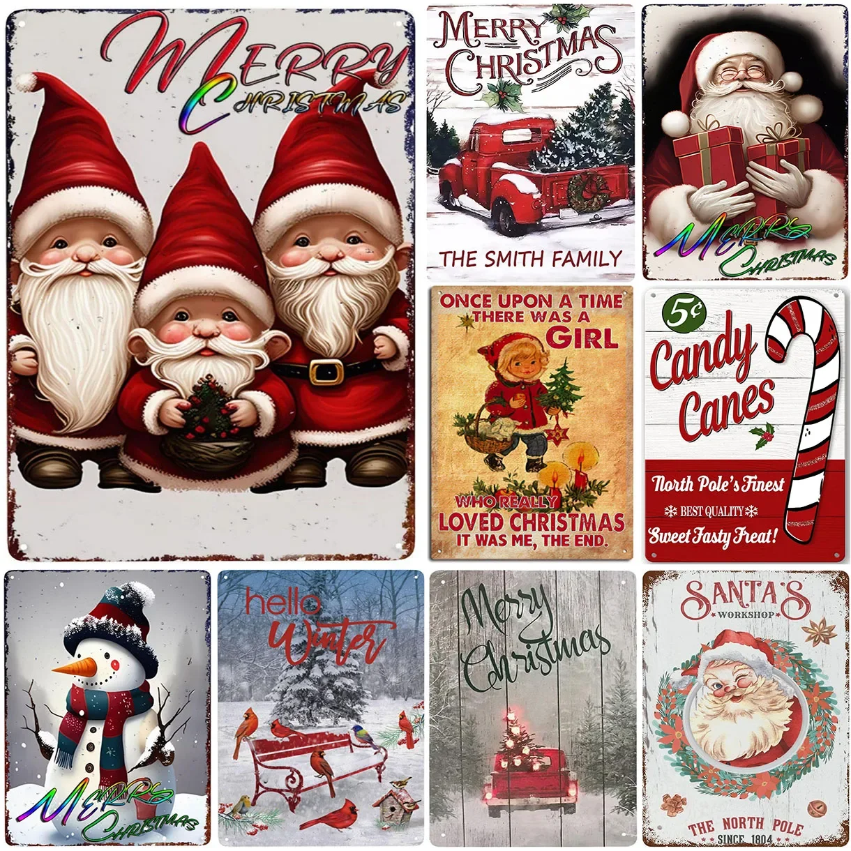 Frohe Weihnachten Weihnachtsmann Rentier Metall Blechschilder Poster Wanddekoration für Zuhause Bar Garage Café Club Retro Poster Plakette