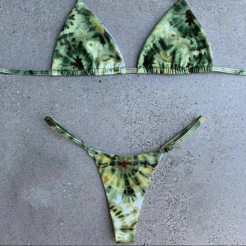 QINJOYER seksowne Bikini kobiety brazylijskie stroje kąpielowe 2 sztuk drukuj strój kąpielowy Mini stringi Bikini Set kobiety Biquini kostiumy