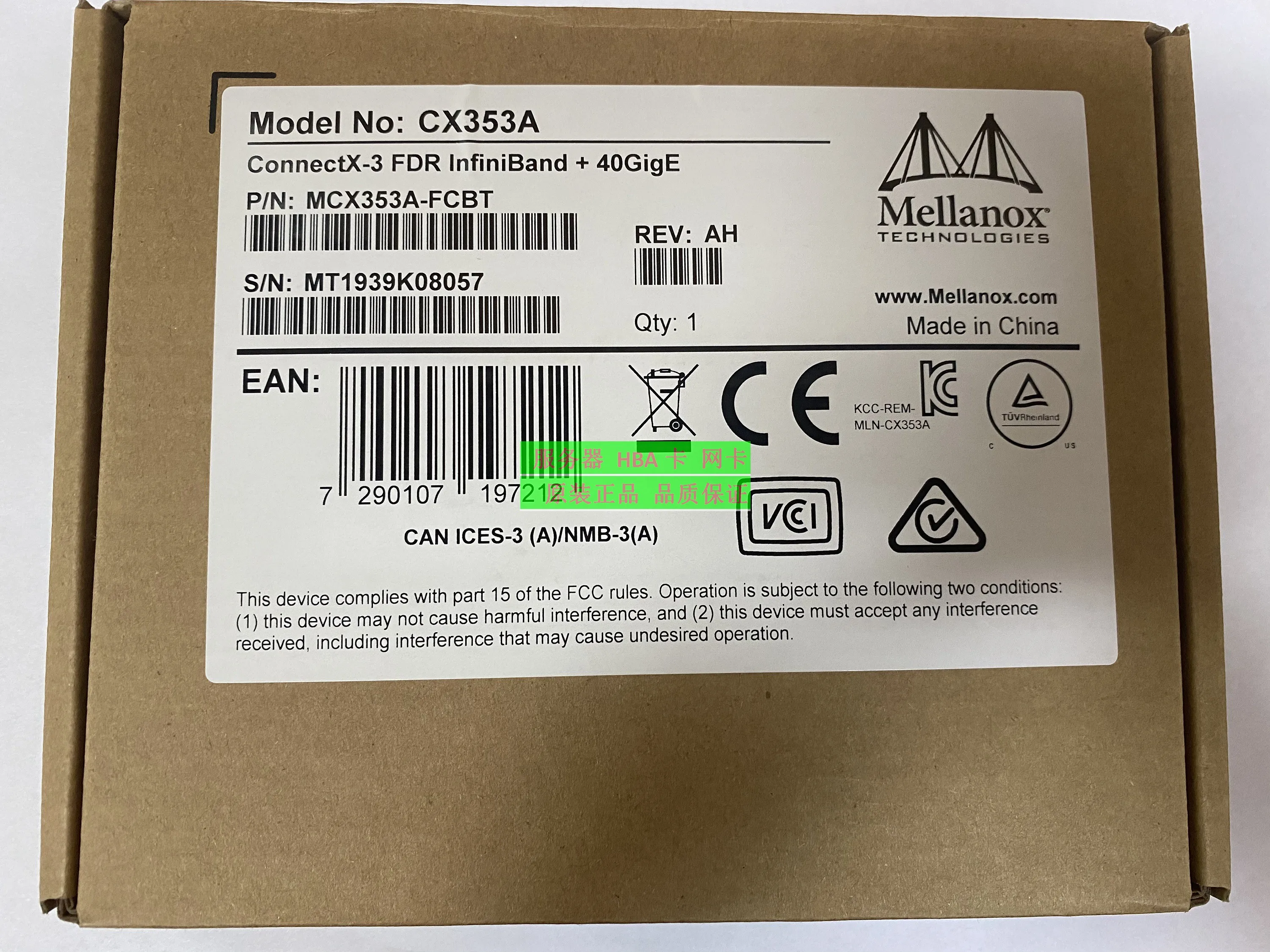 Original new For Mellanox ConnectX-3 CX353A MCX353A-FCBT40G/56G single-port network