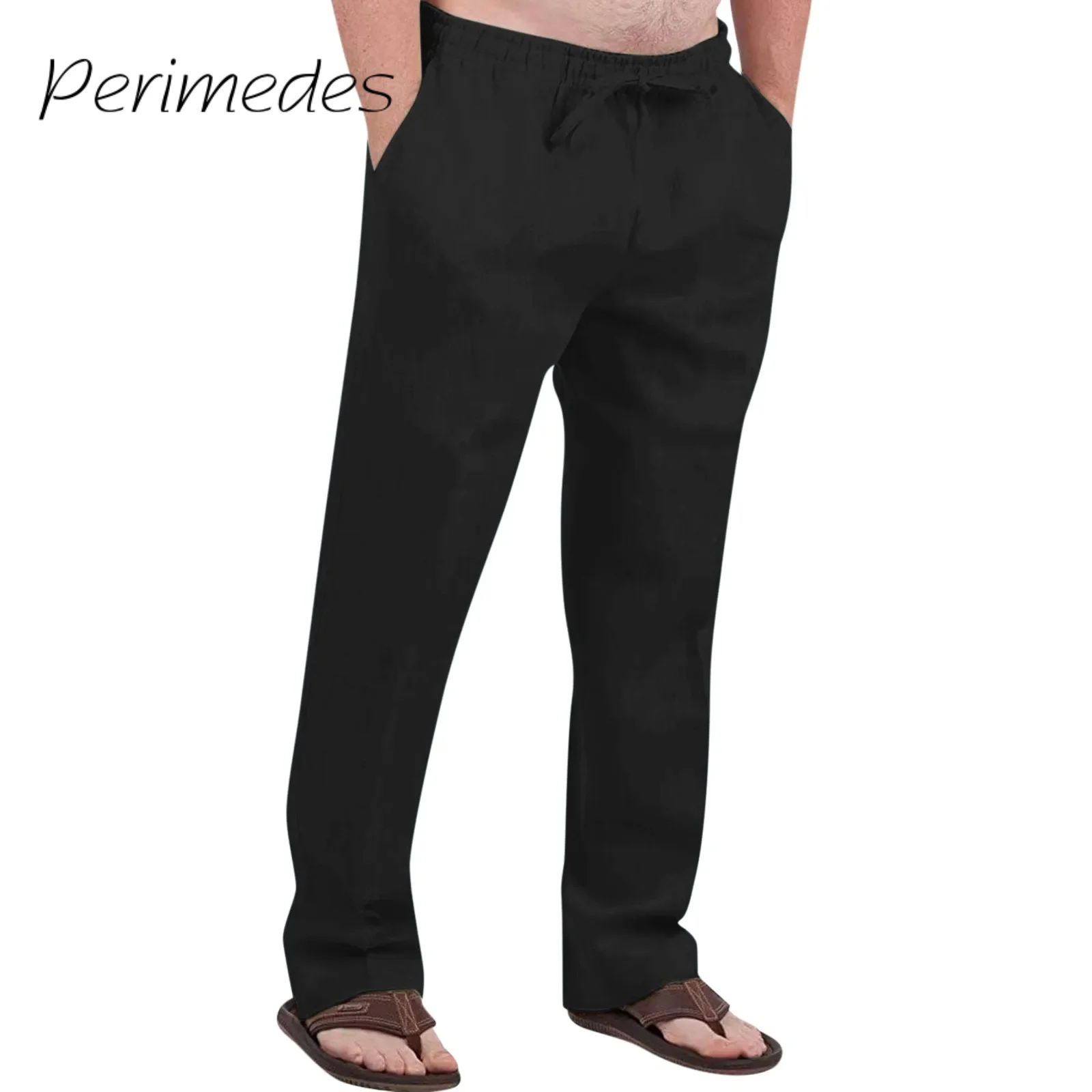 

Men'S Casual Cotton Hemp 2024 Pants Drawstring Solid Color Beachwear Summer Trousers Loose Comfortable Fashion Pantalones