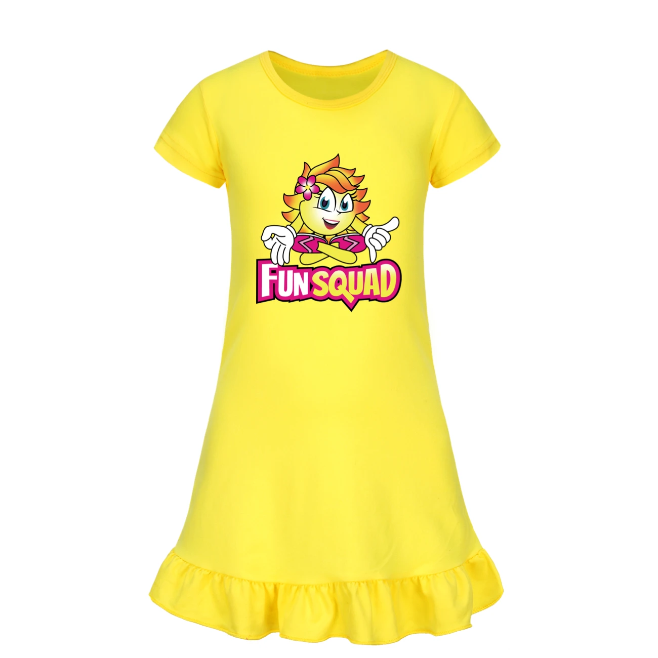 Fun Squad Gaming Summer Children's Girls Nightdress Kids Pajamas Dress Girls Cartoon Nightgowns Soft Comfortable Girl Home Wear