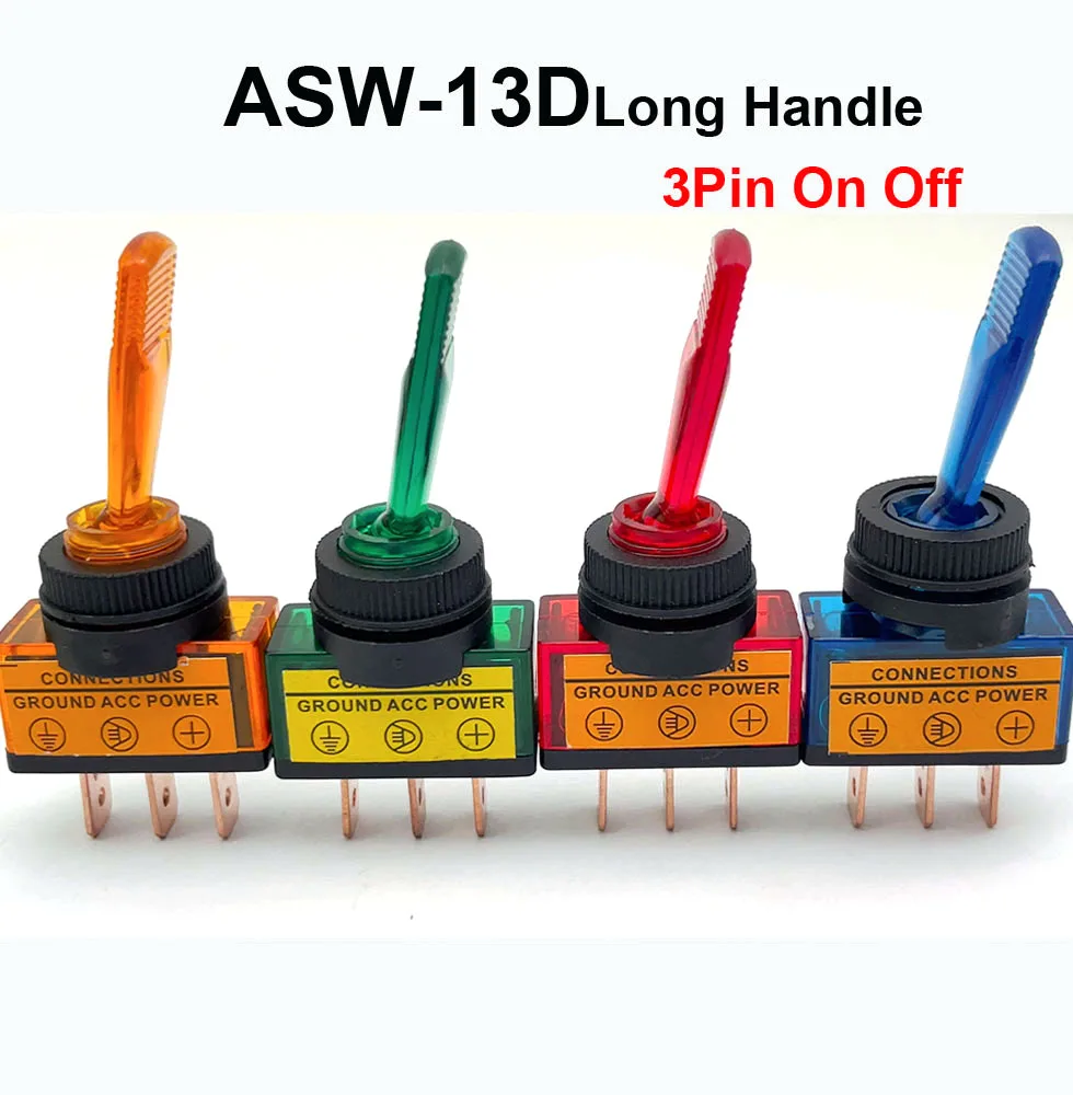 12V 20A  Car  LED Light Toggle Switch 3 Pin SPST ON/OFF Rocker Long handle Switches 62*26*12mm