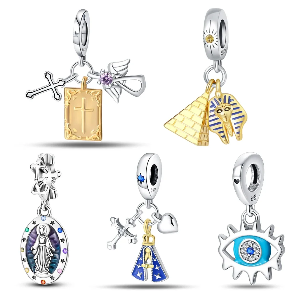 

925 Sterling Silver 2024 Bible 3 Piece Pendant Set For Original 925 Bracelet Necklace Jewelry Making