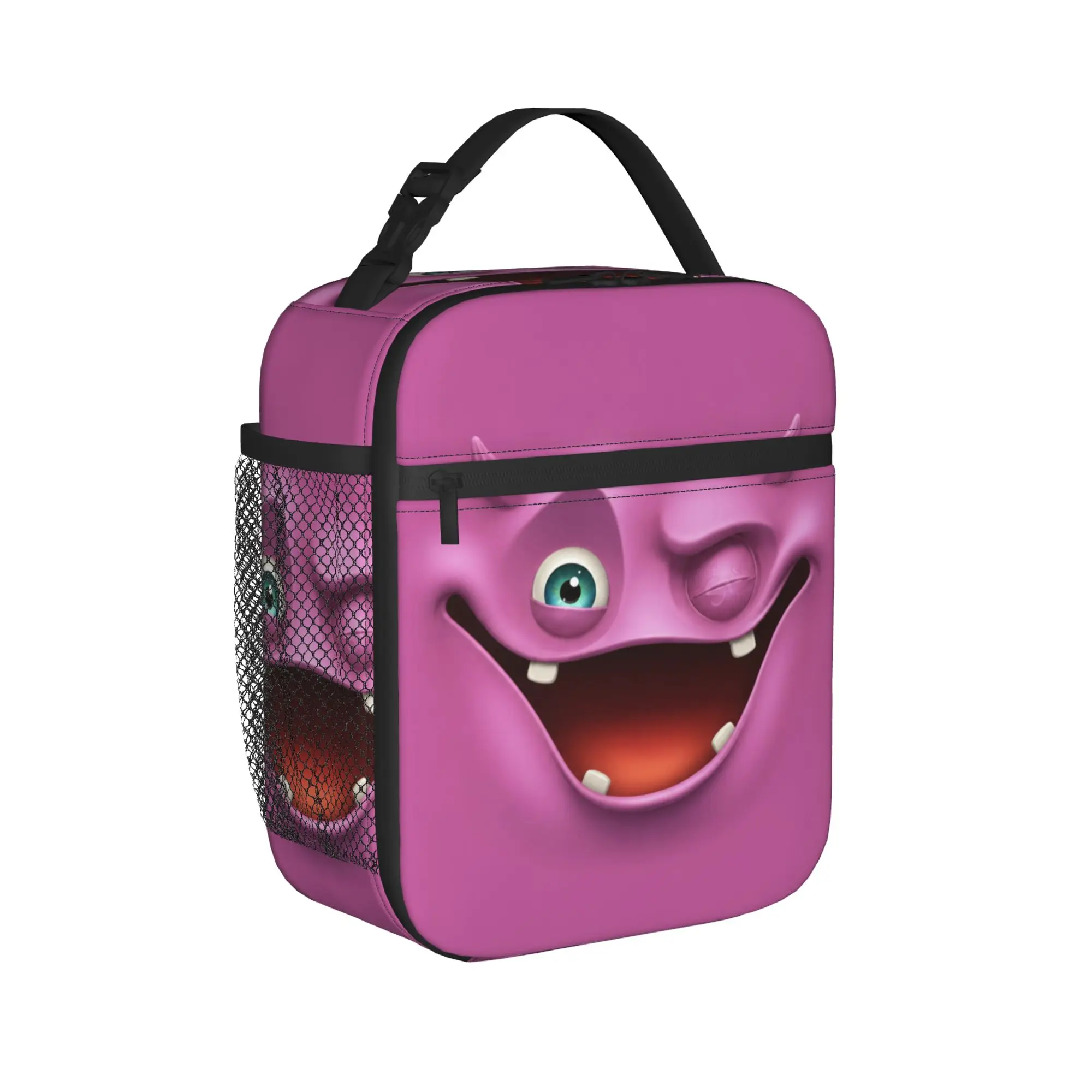 Funny Expression Monster Cute Creature Face Silly Insulated Lunch Bag Cooler Bag Reusable,Meal Container Tote Lunch Box