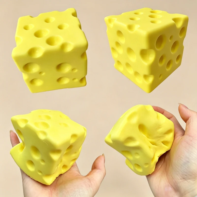 7cm Niedlicher Käsewürfel Squishy Spielzeug Simuliertes Essen Langsam Aufsteigendes Weiches Stressabbau-Quetschspielzeug Anti-Stress Sensorisches Spielzeug
