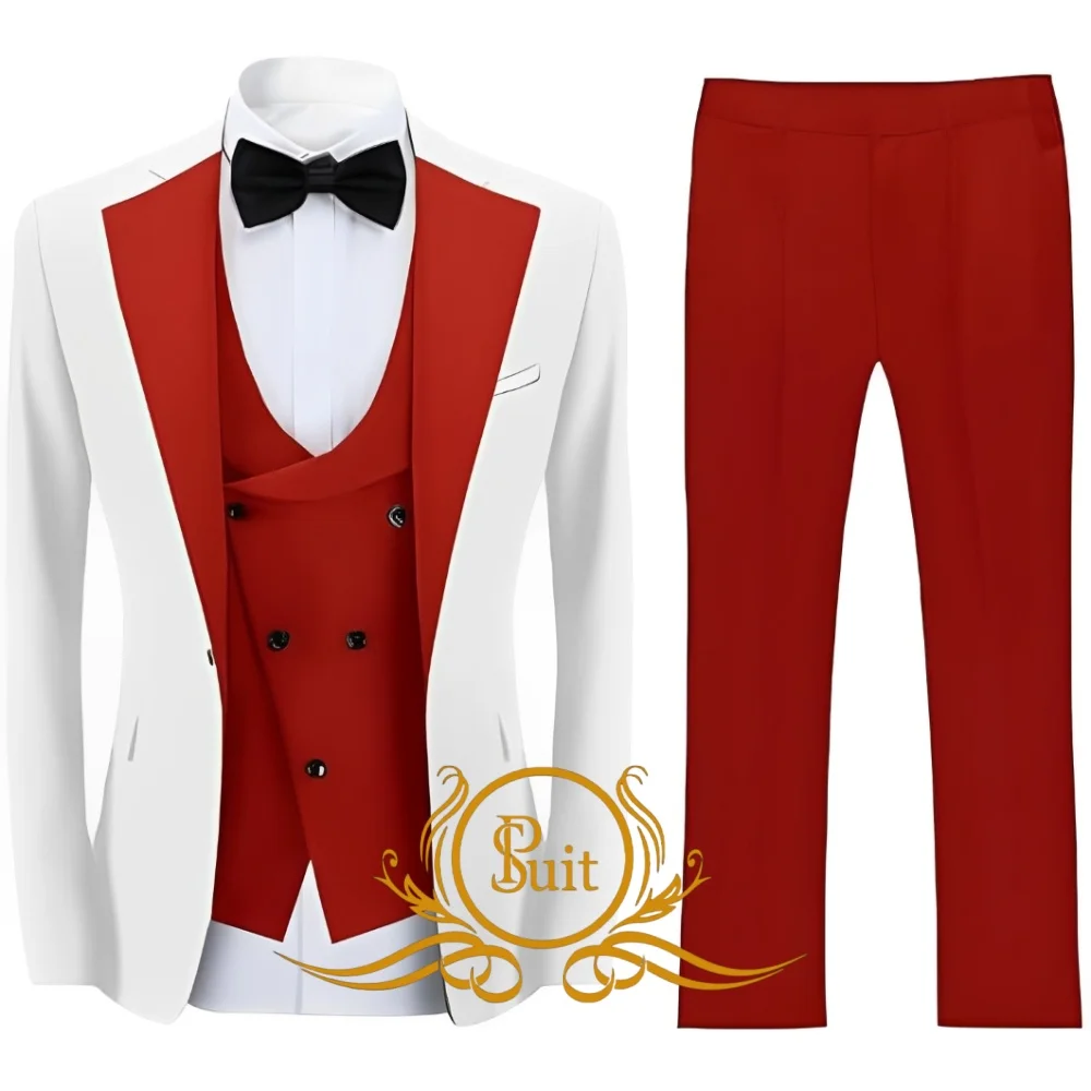 Solid Color Boys 3 Piece Suits Kids Tuxedo Notch Lapel Jacket Pants Vest Set Children's Formal Suits for Wedding Birthday Party