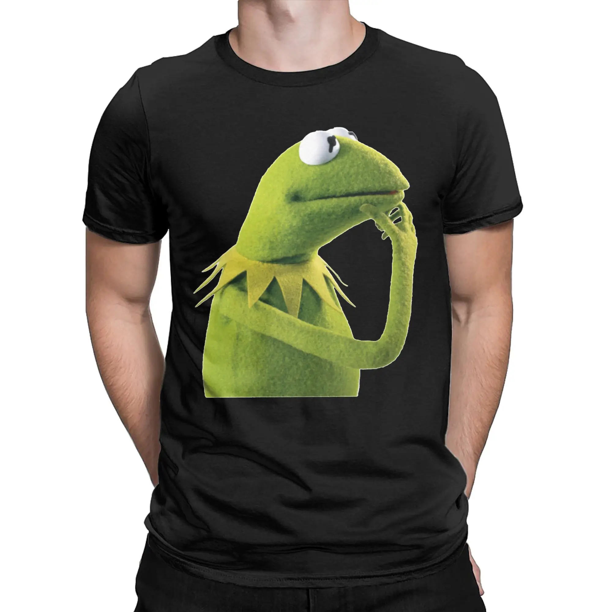 Funny Kermit The Frog Active Muppets T-Shirts Men O Neck Cotton T Shirt  Short Sleeve Tees Plus Size Tops