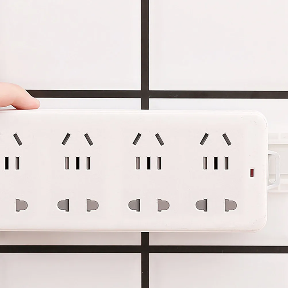 3Set Adhesive Socket Hanger Wall Mounted Hanging Container for Plug Boards Routers Remote Controls Fans No Drill PP Material