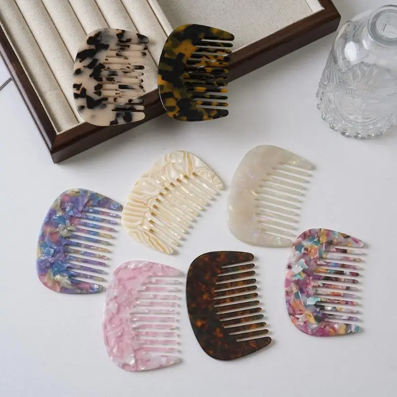 1Pcs Portable Marbled Acetate Hair Comb Retro Scalp Massage Hairdressing Comb for Girls Daily Grooming