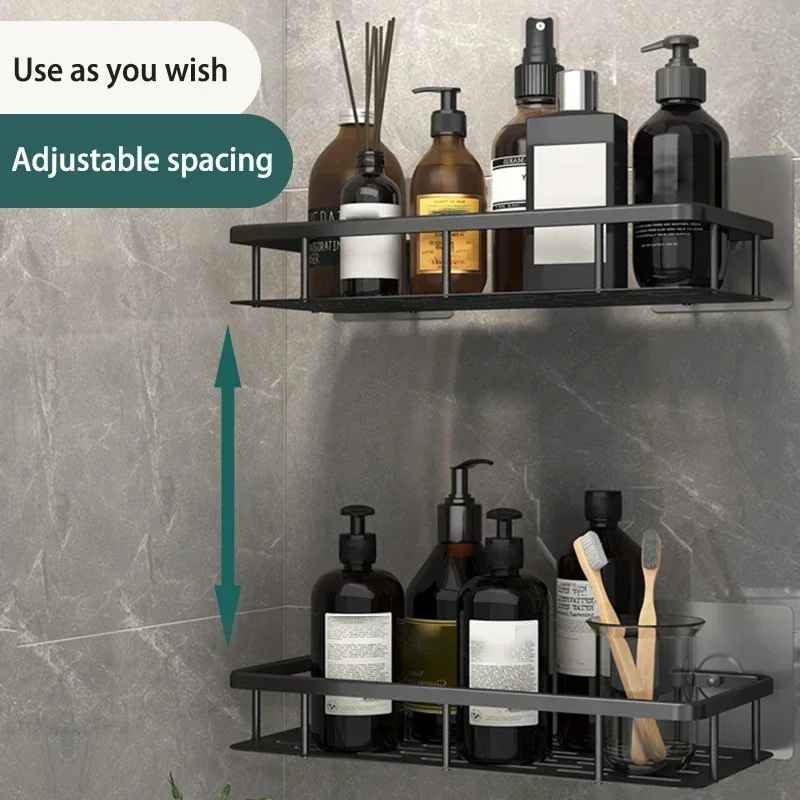 Bathroom Shelf Kitchen Storage Organizer Aluminum Alloy Shampoo Rack Shower Shelf Bathroom Accessories No Drill Shelf