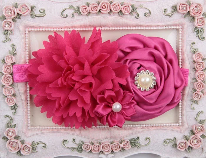 1PCS Flowers Baby Headbands Vintage Newborn Girls Peony Rose Flower Headband Birthday Decoration Photo Shoot Props