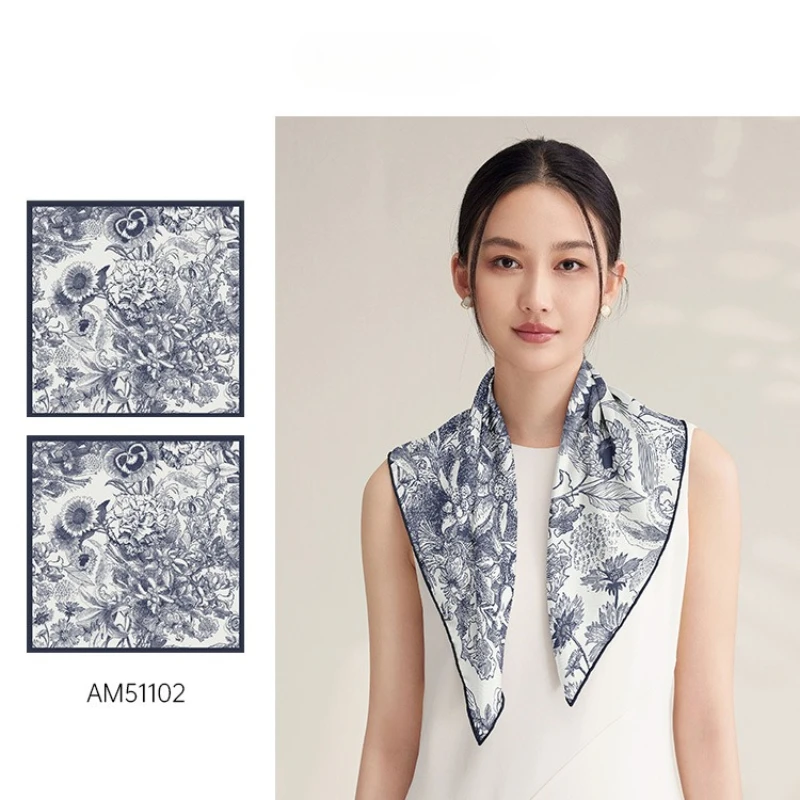 

BAOSHIDI 2025 Новый шелковый шарф 100% шелковый шелковый шарф 65 см квадратный шарф с двойным распылением