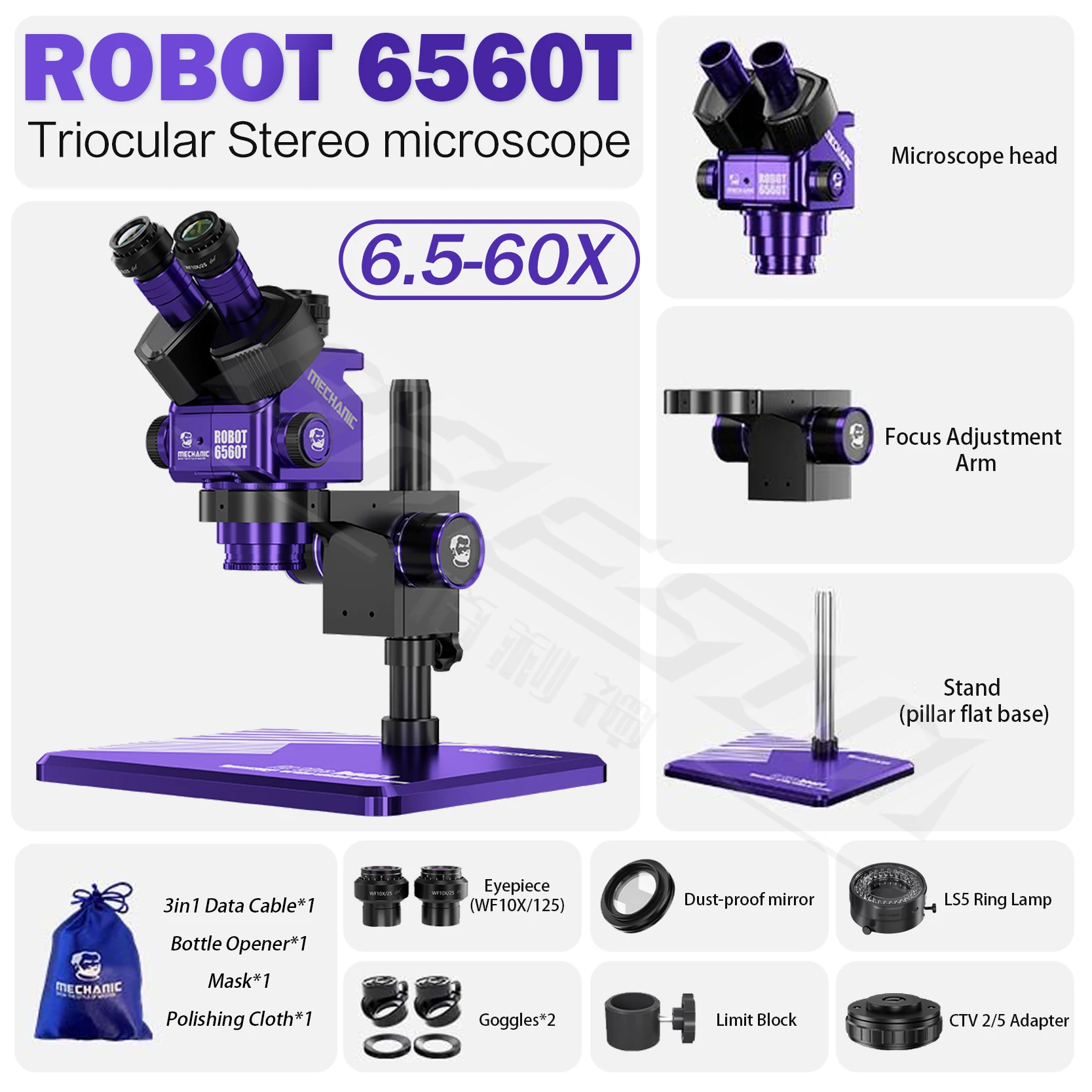 MECHANIC ROBOT Z4 6560T 7060T Trinocular Stereo Industrial