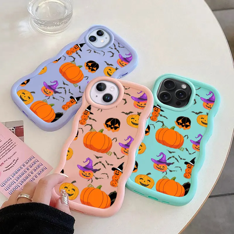 Cartoon Spooky Macalong Phone Case for iPhone XR 11 12 13 14 15 16 PRO MAX PLUS Soft Coque Wavy edged Shockproof Cover 