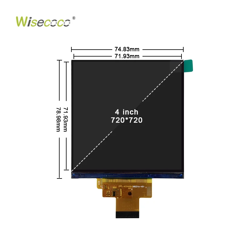 4 Inch Square LCD Display 720x720 Resolution MIPI 300 Nits TFT Module IPS LCD Display Screen for Raspberry PI