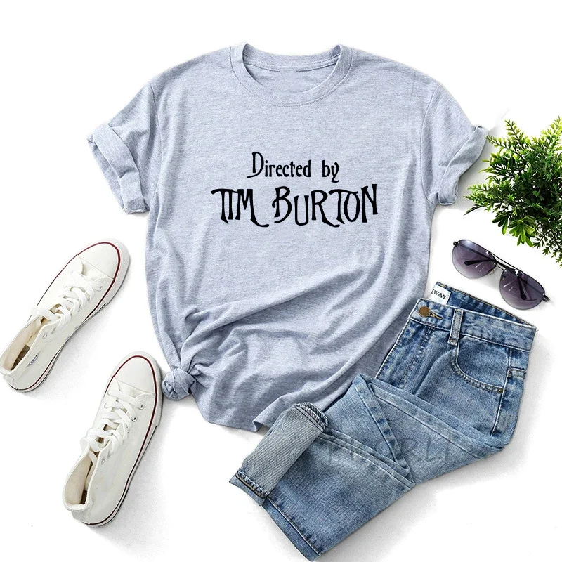 Directed By Tim Burton T-shirt Women Harajuku Summer Letter Print Classic T Shirt Casual Short Sleeve O-neck Women\'s T-shirt