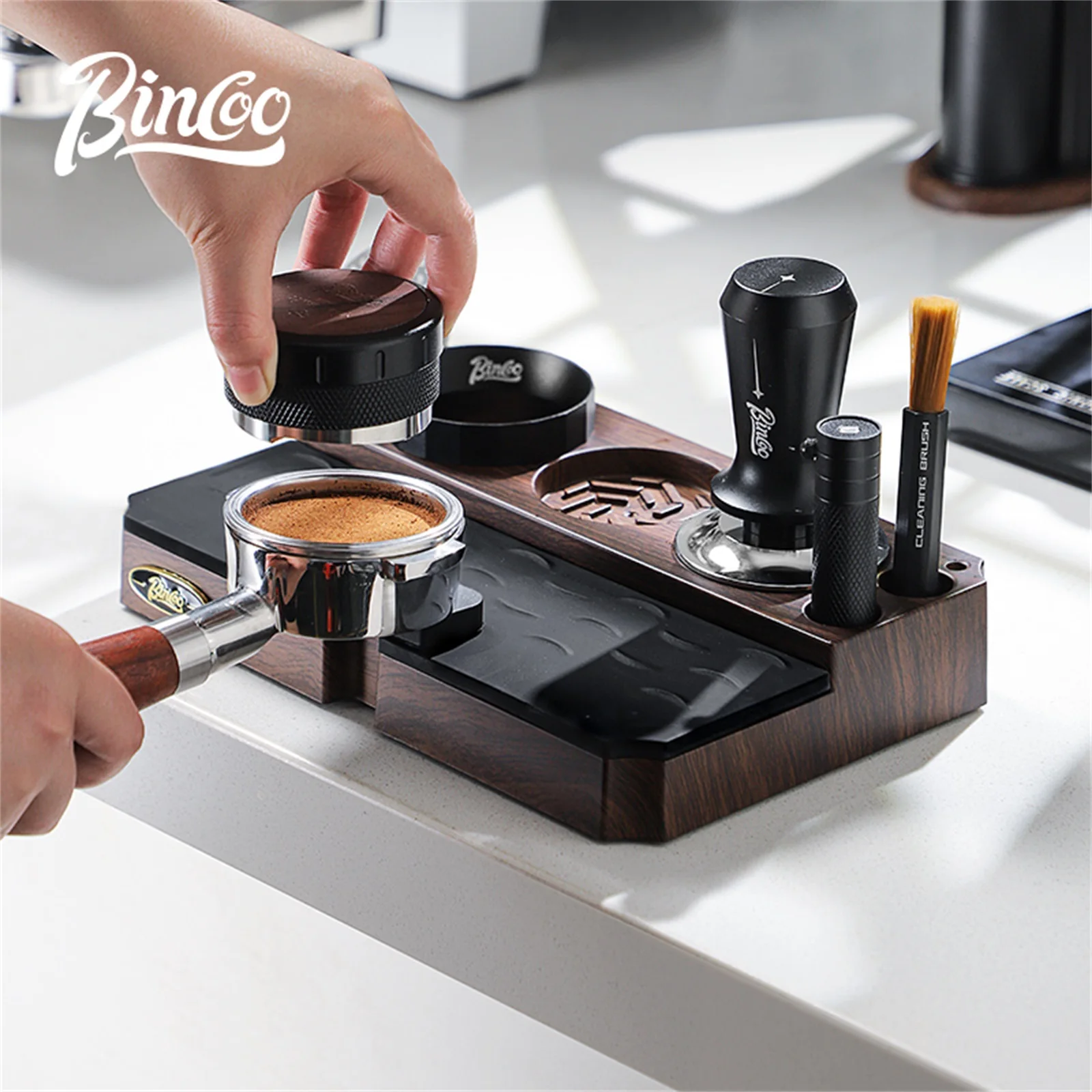 

Bincoo Multifunctional Espresso Tamping Station,Plastic ABS Coffee Tamper Station Fit for 51 to 58mm Portafilter Espresso Holder