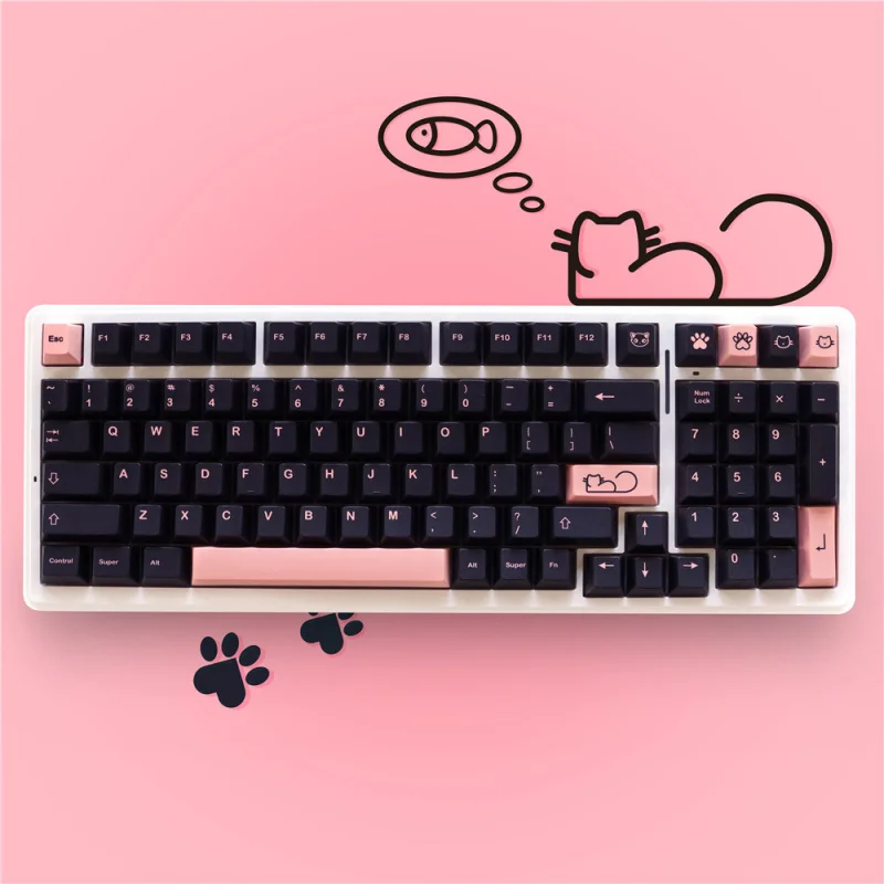 gmk-ponokeycap-gris-powder129ensemble-complet-de-touches-d'origine-de-hauteur-standardpbtclavier-mecanique-compatible-avec-la-sublimation-thermique