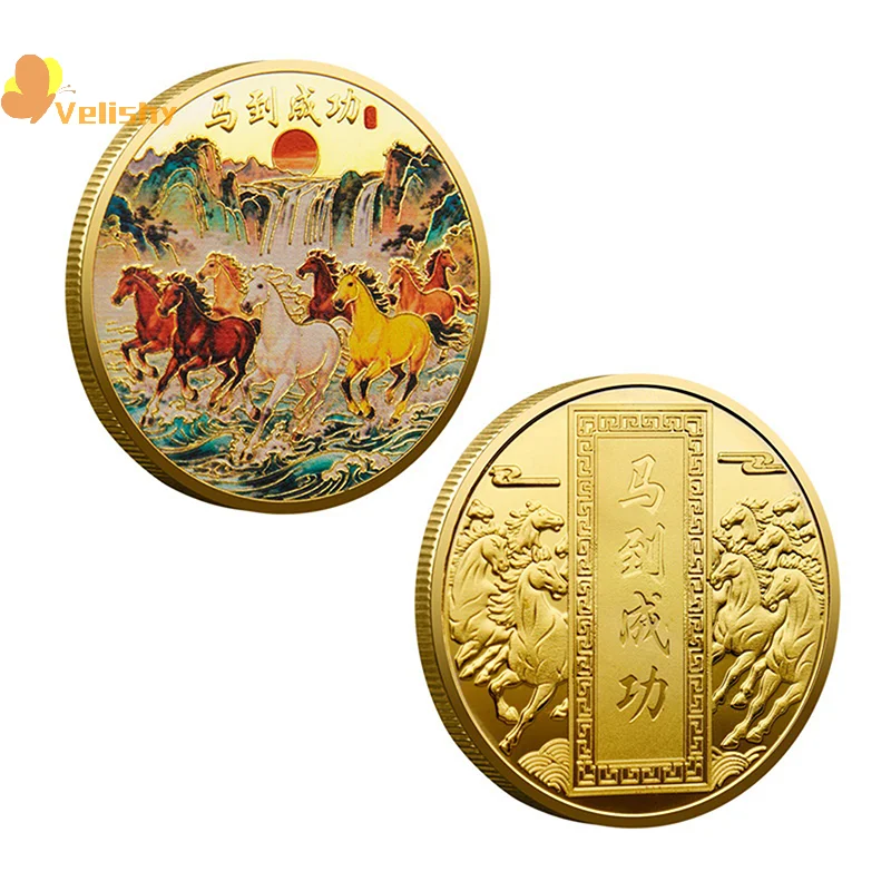 1 قطعة 40 مللي متر سنة الحصان العملات الصينية محظوظ الحيوان الحصان عملات تذكارية مجموعة معدنية 2026 السنة الجديدة هدية تذكارية #5