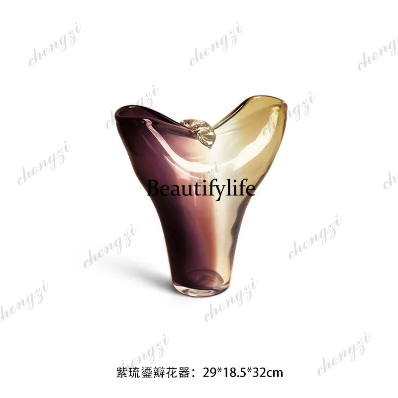 Retro art handmade glass smudging gradual change vase living room dining table creative flower device
