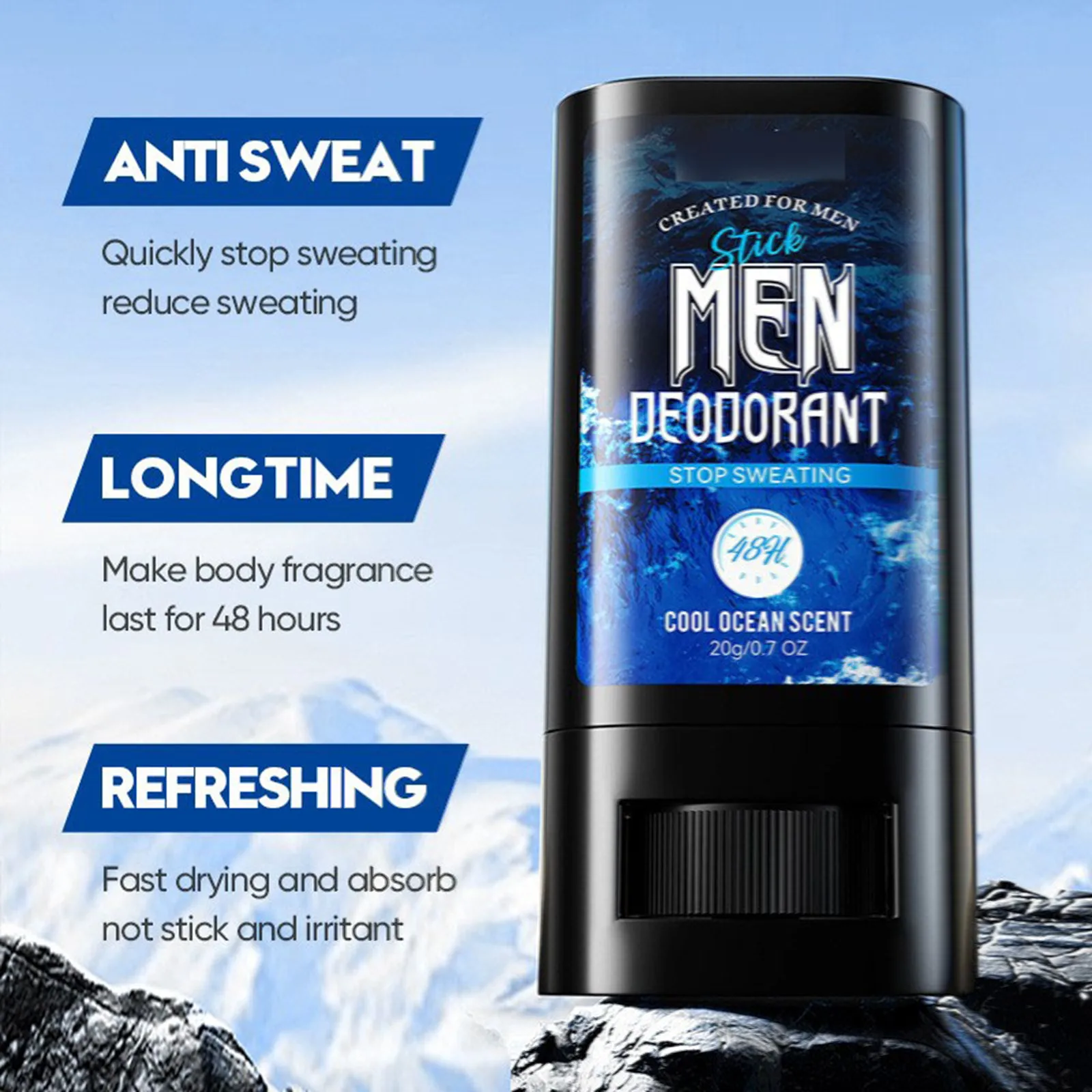 

Men's Deodorant & Antiperspirant Stick Classic Gulong Cool Ocean, Refreshing Summer Antiperspirant Stick To Be A Better Men