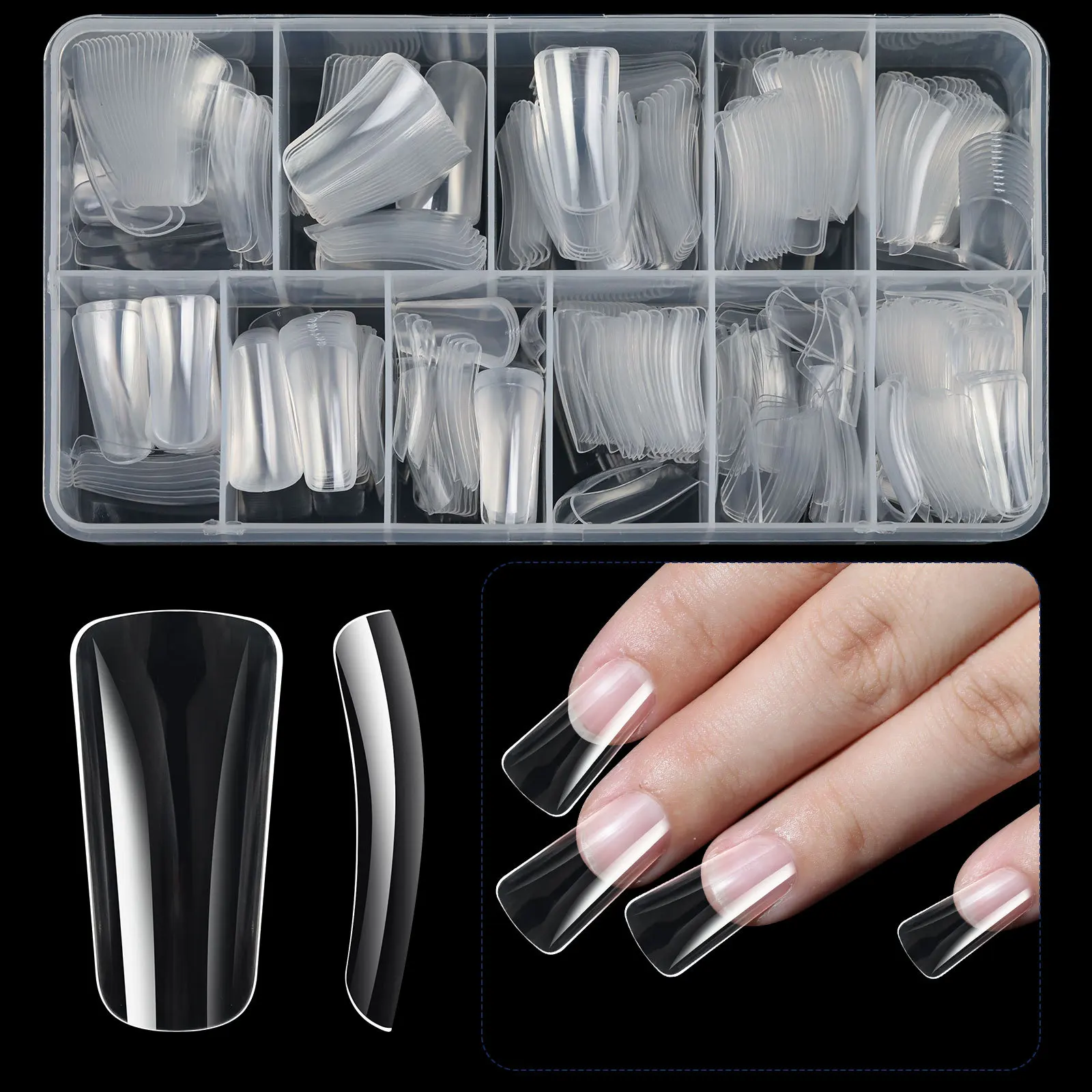 500Pcs Special Type Short Medium Duckbill Nails Mold Extension Quick Building Finger UV Gel Nails Extension False Tips Manicure